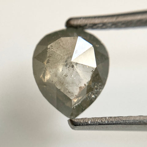 Genuine 1.15 Ct Fancy Grey Color 8.00 mm X 6.70 mm Pear Cut Loose Natural Diamond, Grey Rose Cut Pear Natural Loose Diamond SJ30/39