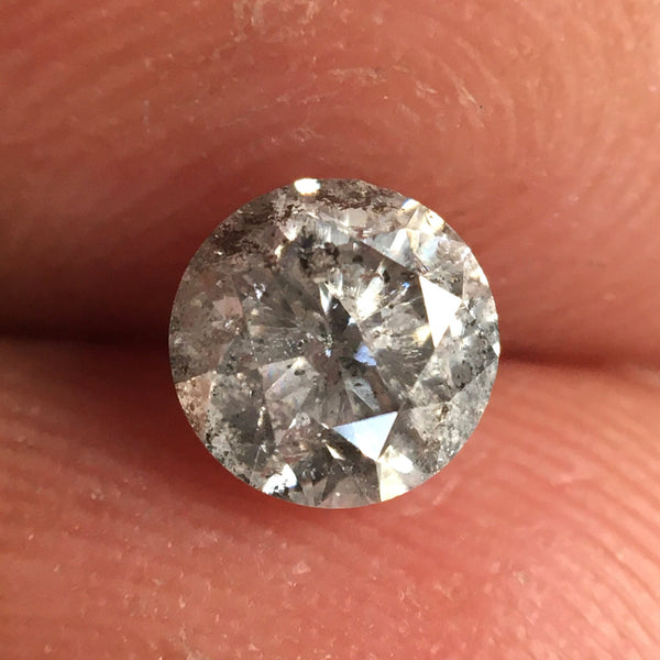 0.52 Ct, Natural Salt and Pepper Diamonds, 4.88 mm x 3.22 mm Round Brilliant Cut Natural Loose Diamond, SJ78-26