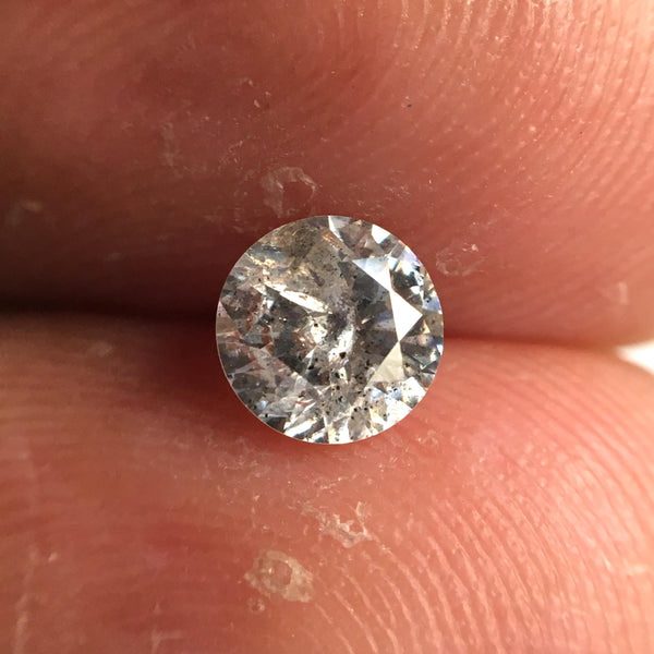 0.46 Ct, Natural Salt and Pepper Diamonds, 4.91 mm x 2.92 mm Round Brilliant Cut Natural Loose Diamond, SJ78-30