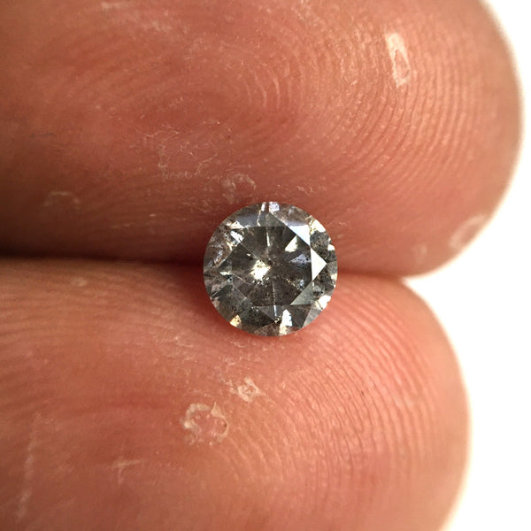 0.45 Ct, Natural Salt and Pepper Diamonds, 4.77 mm x 2.92 mm Round Brilliant Cut Natural Loose Diamond, SJ78-31