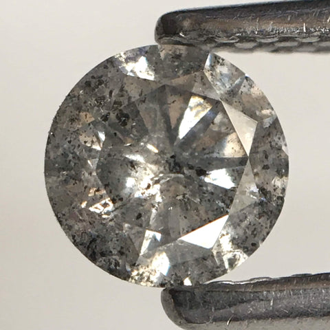 0.46 Ct, Natural Salt and Pepper Diamonds, 4.77 mm x 2.99 mm Round Brilliant Cut Natural Loose Diamond, SJ78-34