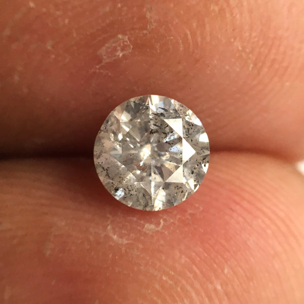 0.60 Ct, Natural Salt and Pepper Diamonds, 5.32 mm x 3.31 mm Round Brilliant Cut Natural Loose Diamond, SJ78-07