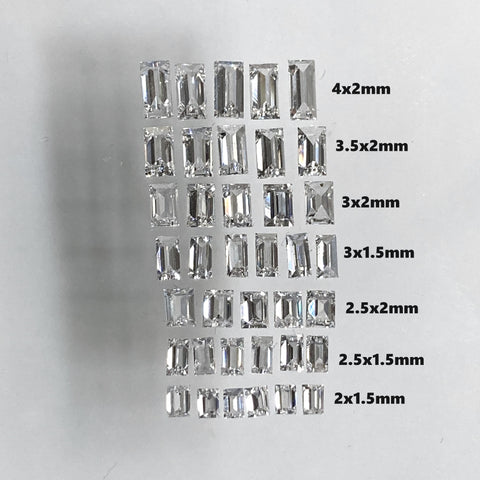 2.00 mm to 4.00 mm Straight Baguette Diamond, 1.00 Ct F-G VS/VVS Rectangular Shaped Lab Grown Diamond, LGD-Baguette1