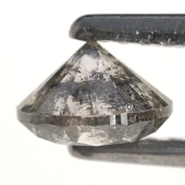 0.70 Ct, Natural Salt and Pepper Diamonds, 5.42 mm x 3.46 mm Round Brilliant Cut Natural Loose Diamond, SJ78-15