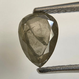 1.53 Ct Pear Shape Fancy Grey Salt & Pepper Rose Cut Loose Diamond, 8.52 mm x 6.25 mm x 3.23 mm Natural Faceted Diamond SJ38/05