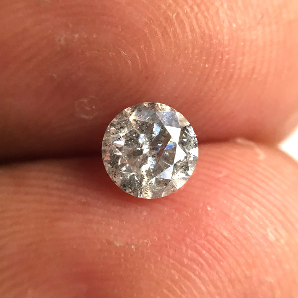 0.51 Ct, Natural Salt and Pepper Diamonds, 4.83 mm x 3.35 mm Round Brilliant Cut Natural Loose Diamond, SJ78-27