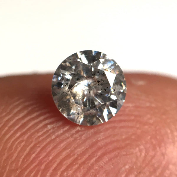 0.46 Ct, Natural Salt and Pepper Diamonds, 4.91 mm x 2.92 mm Round Brilliant Cut Natural Loose Diamond, SJ78-30