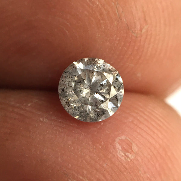 0.47 Ct, Round Cut Natural Salt and Pepper Diamonds, 4.72 mm x 3.05 mm Round Brilliant Cut Natural Loose Diamond, SJ78-36