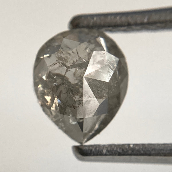 0.94 Ct Natural loose diamond Fancy Grey White Color Rose Cut Diamond, 6.32 mm x 5.22 mm x 3.11 mm Grey Rose Cut Pear Diamond SJ38/32