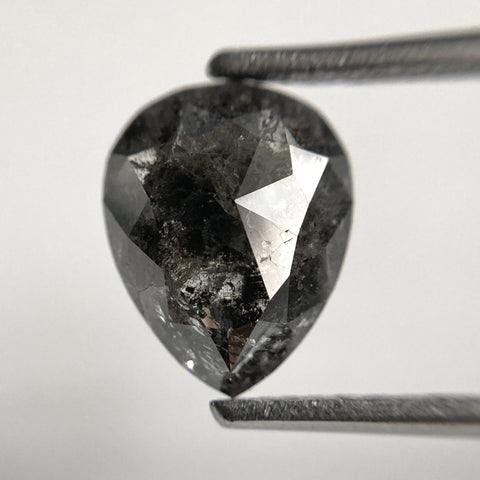 1.74 Ct Pear Shape Grey Color Rose Cut Natural Loose Diamond, 9.76 mm x 7.72 mm x 2.58 mm Grey Rose Cut Pear Diamond SJ40/48