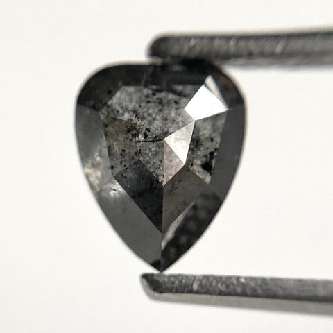 0.94 Ct Pear Shape Grey Color Rose Cut Natural Loose Diamond, 6.78 x 5.65 x 3.10 mm Salt and Pepper Natural Diamond, SJ40/56