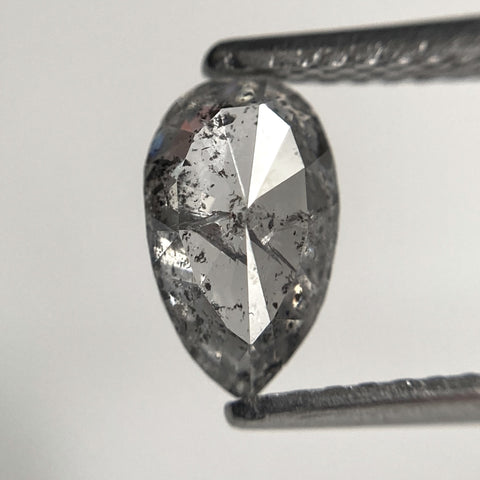 0.81 Ct Pear Shape Salt and Pepper natural diamond, 7.88 x 4.74 x 2.60 mm, salt and pepper diamond, Pear shape natural diamond SJ85-10