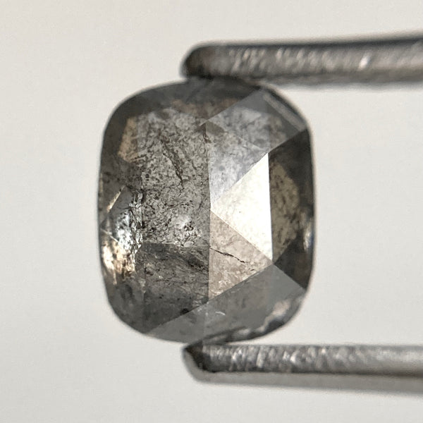 0.89 Ct Oval Shape Salt and Pepper Natural Loose Diamond 6.25 mm x 5.16 mm x 2.69 mm, Grey Oval Cut Rose Cut Natural Faceted Diamond SJ40/18