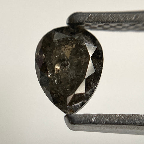 0.54 Ct Pear Shape Grey Color Rose Cut Natural Loose Diamond, 5.87 mm x 4.39 mm x 2.83 mm Salt and Pepper Natural Diamond SJ40/41