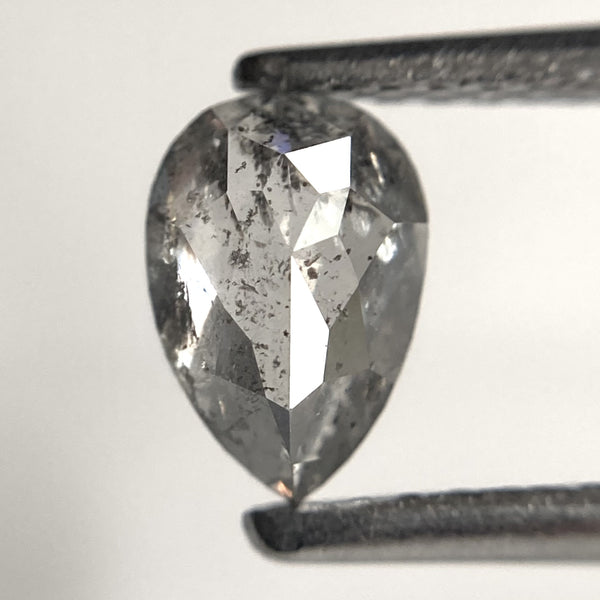 0.73 Ct Pear Shape Salt and Pepper Diamond: Rose Cut Natural Diamond