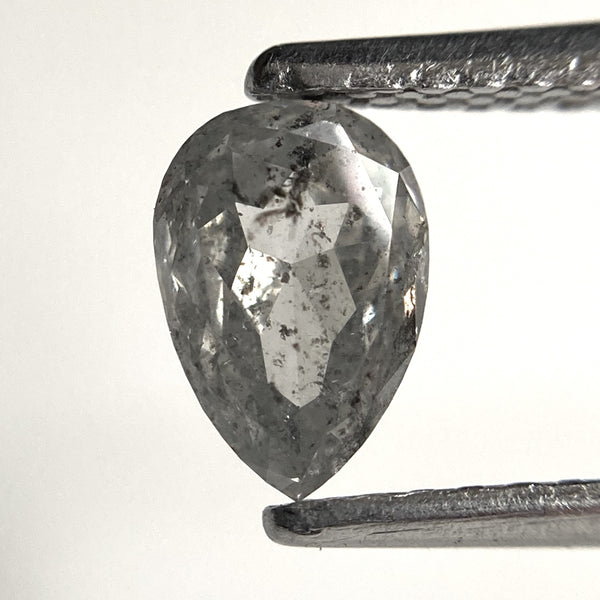 0.73 Ct Pear Shape Salt and Pepper Diamond: Rose Cut Natural Diamond