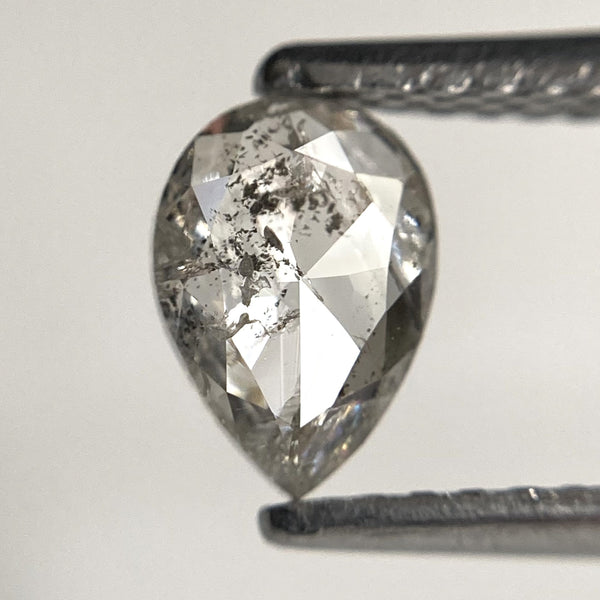 0.59 Ct Pear Salt and Pepper Diamond: Rose Cut Natural Gemstone