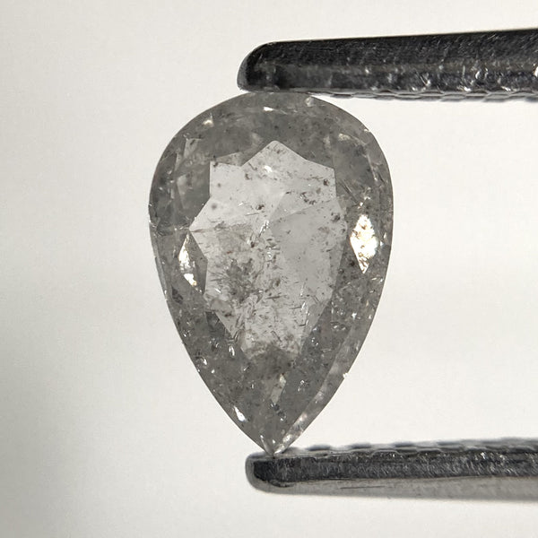 0.55 Ct Pear Rose Cut Salt and Pepper Diamond: Natural Gray Diamond