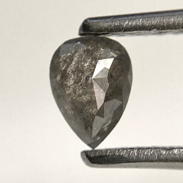 0.39 Ct Natural Grey Black Pear Diamond: Rose Cut Loose Diamond
