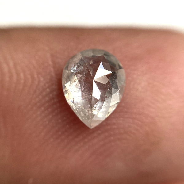 0.87 Ct Pear Shape Rose Cut Salt and Pepper Natural Diamond