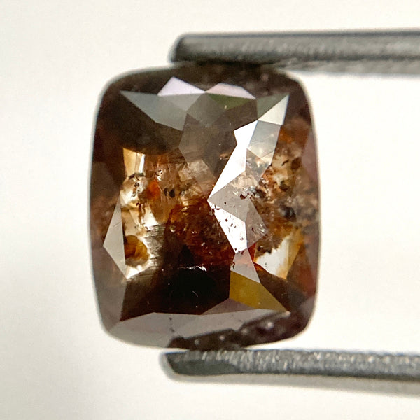 1.89 Ct Cushion Cut Brown Gray Loose Diamond: Rose Cut Gemstone