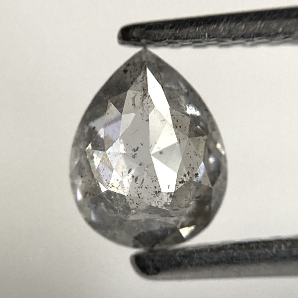 0.65 Ct Pear Shape Salt and Pepper Diamond: Rose Cut Gemstone