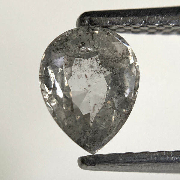 0.65 Ct Pear Shape Salt and Pepper Diamond: Rose Cut Gemstone