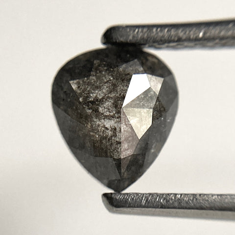 0.68 Ct pear shape Rose Cut Salt and Pepper Natural Loose Diamond, 6.33 mm X 5.54 mm X 2.40 mm Rustic Natural loose diamond SJ41/20
