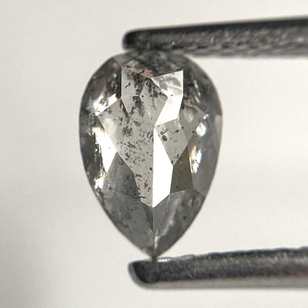 0.73 Ct Pear Shape Salt and Pepper Diamond: Rose Cut Natural Diamond