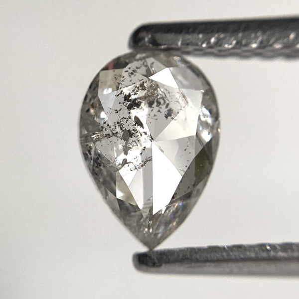 0.59 Ct Pear Salt and Pepper Diamond: Rose Cut Natural Gemstone