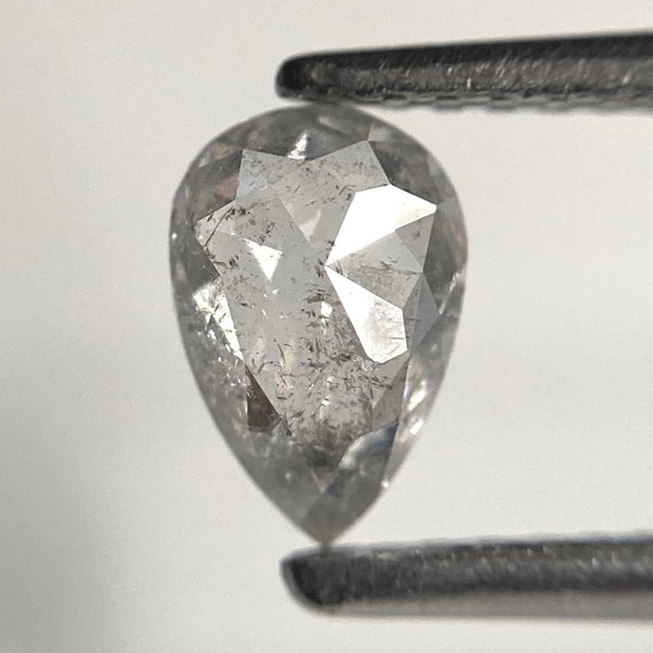 0.55 Ct Pear Rose Cut Salt and Pepper Diamond: Natural Gray Diamond