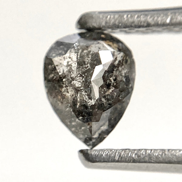 0.46 Ct Natural Grey Black Rose Cut Pear Diamond: Loose Gemstone