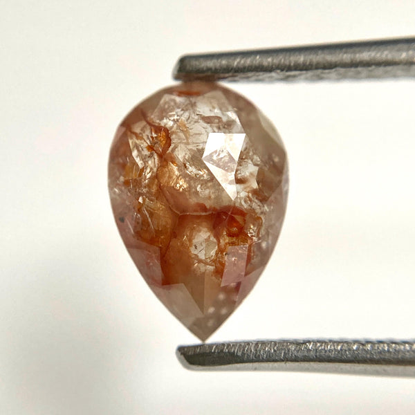 1.17 Ct Brownish Gray Pear Rose Cut Loose Diamond
