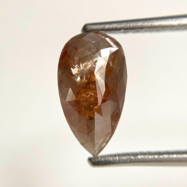 1.66 Ct Brownish Gray Pear Rose Cut Loose Diamond