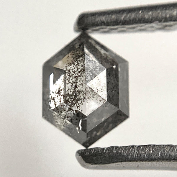 0.35 Ct Salt & Pepper Hexagon Rose Cut Diamond: Natural Loose Gemstone