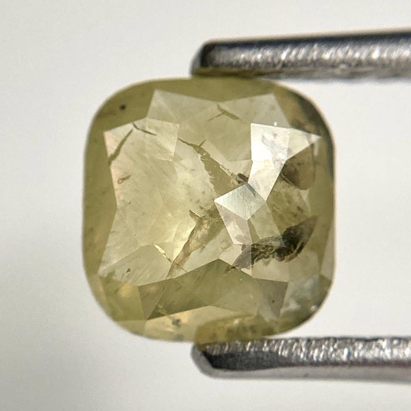1.10 Ct Greenish Yellow Cushion Rose Cut Loose Diamond