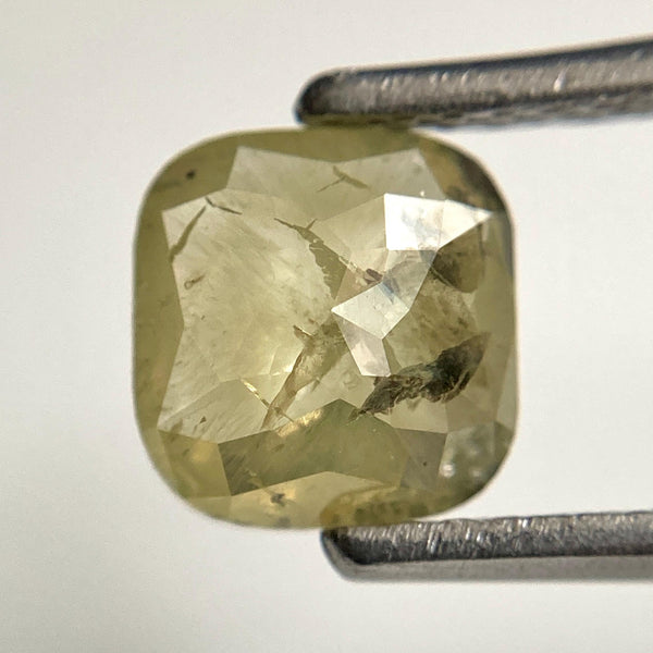 1.10 Ct Greenish Yellow Cushion Rose Cut Loose Diamond