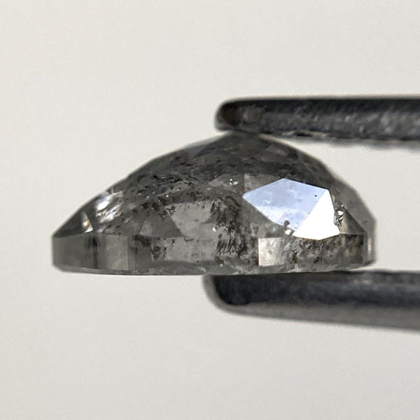 0.72 Ct Pear Rose Cut Salt and Pepper Diamond: Natural Gray Stone