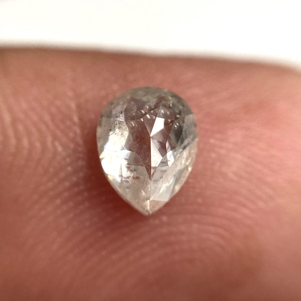 0.74 Ct Pear Shape Salt and Pepper Rose Cut Diamond