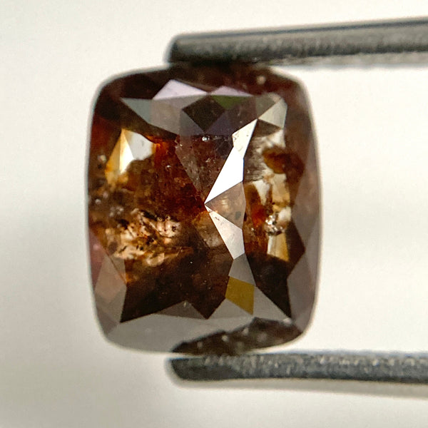 1.89 Ct Cushion Cut Brown Gray Loose Diamond: Rose Cut Gemstone