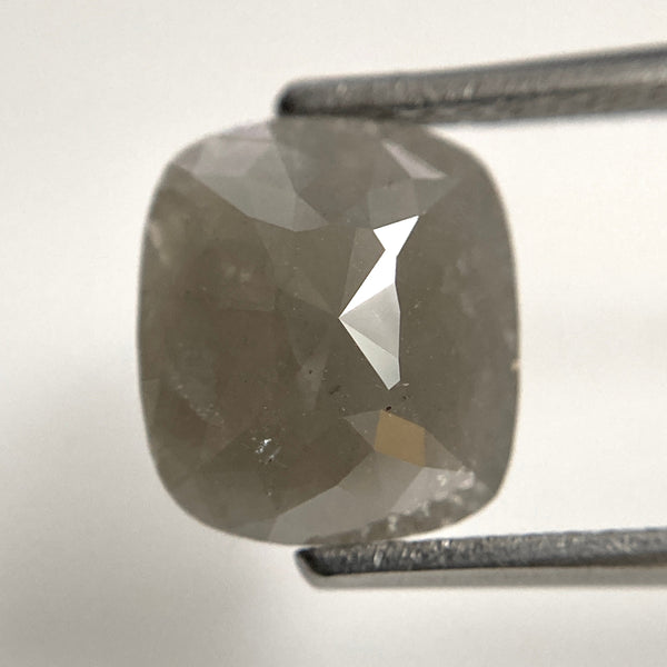 2.65 Ct Cushion Cut Grey Diamond: Rose Cut Loose Stone