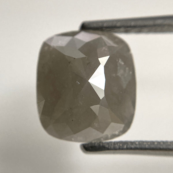 2.65 Ct Cushion Cut Grey Diamond: Rose Cut Loose Stone