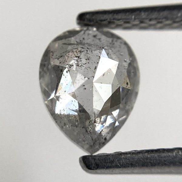 0.65 Ct Pear Shape Salt and Pepper Diamond: Rose Cut Gemstone