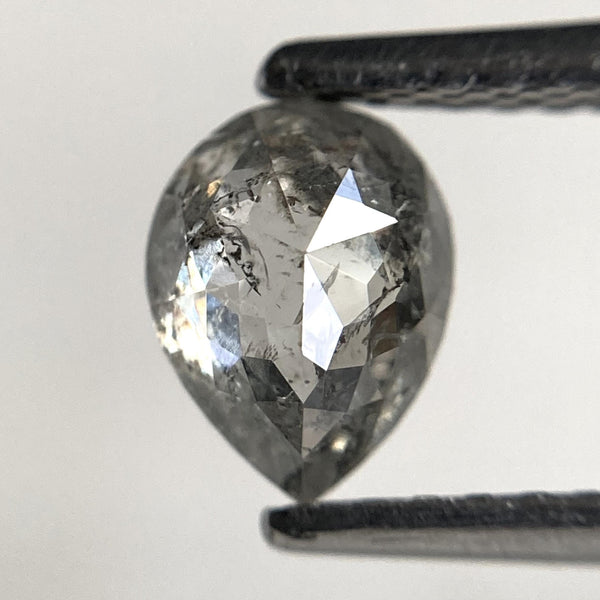 0.69 Ct Pear Shape Salt and Pepper Rose Cut Diamond