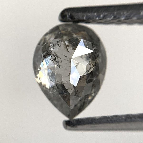 0.69 Ct Pear Shape Salt and Pepper Rose Cut Diamond