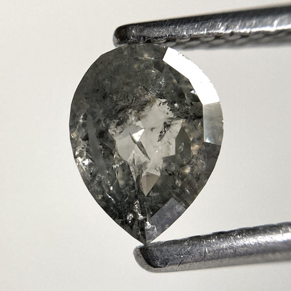 0.69 Ct Pear Shape Salt and Pepper Rose Cut Diamond