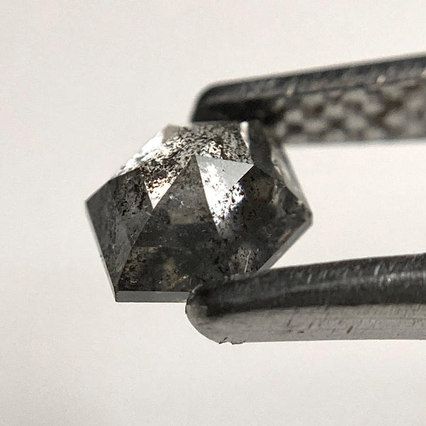 0.35 Ct Salt & Pepper Hexagon Rose Cut Diamond: Natural Loose Gemstone