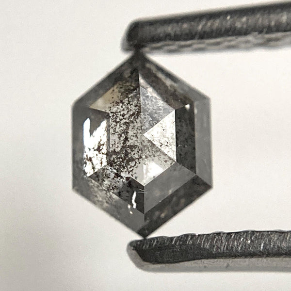 0.35 Ct Salt & Pepper Hexagon Rose Cut Diamond: Natural Loose Gemstone