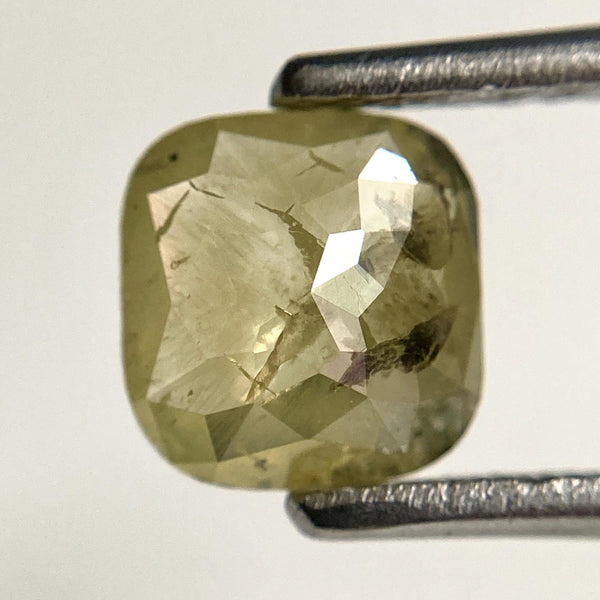 1.10 Ct Greenish Yellow Cushion Rose Cut Loose Diamond