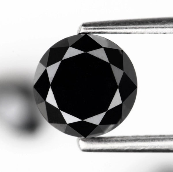 0.50 Ct Jet Black Diamond: 5.00 mm Round Loose Stone